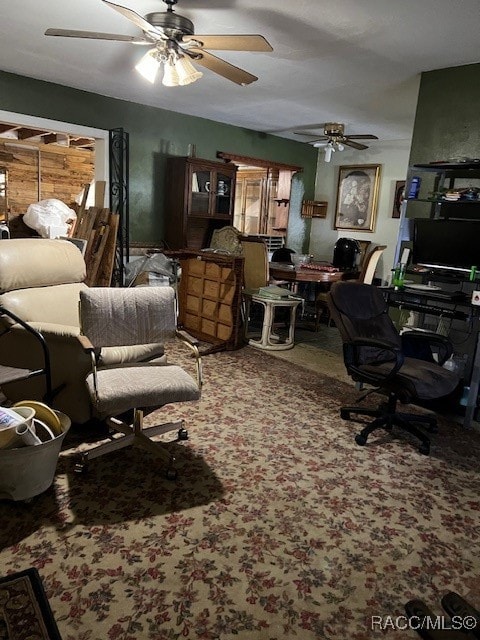 view of carpeted office space