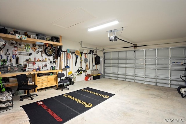 garage with a garage door opener