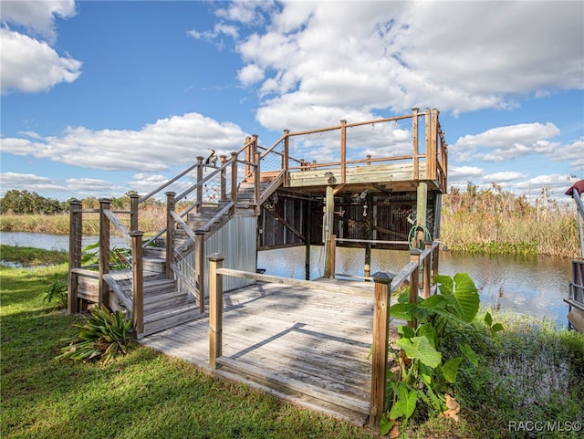 dock area featuring a water view