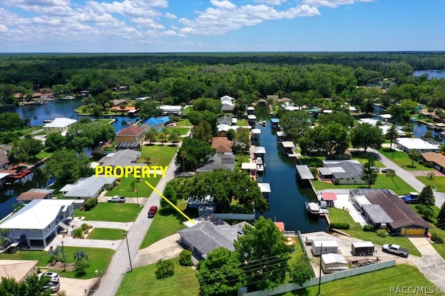 bird's eye view featuring a water view