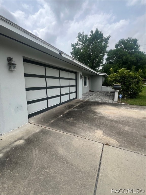 view of garage