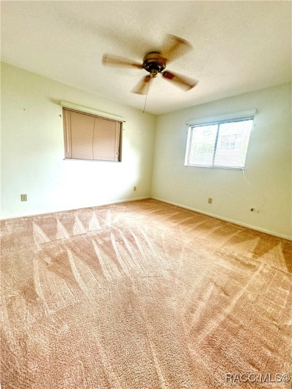 empty room featuring carpet and ceiling fan