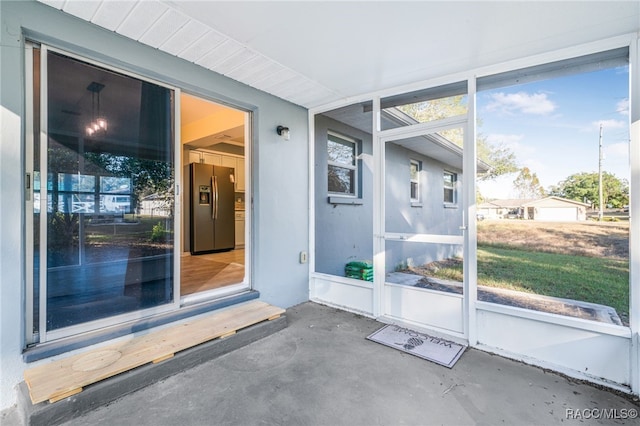 view of unfurnished sunroom