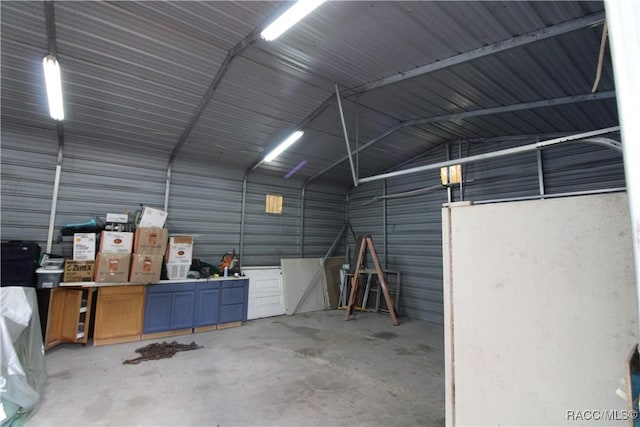 garage featuring metal wall