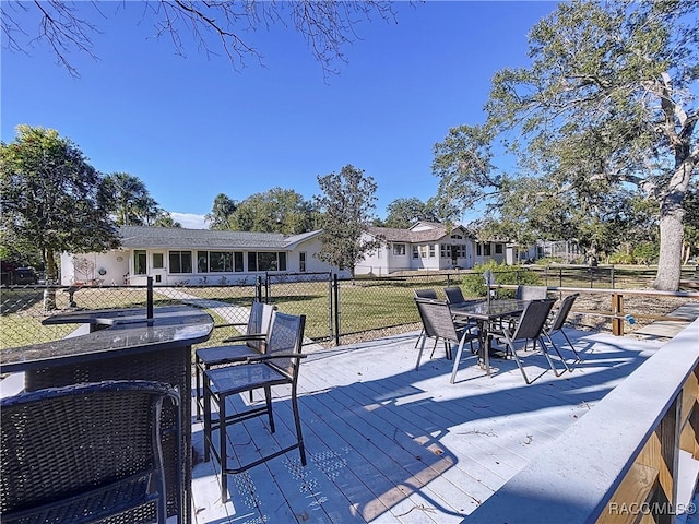 deck with a lawn