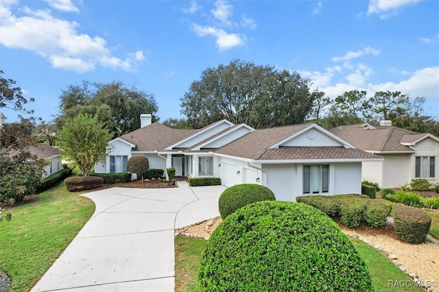 single story home with a front yard