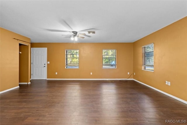 9780 W Tennessee Ln, Crystal River, FL 34428 - unfurnished room with ceiling fan and dark hardwood / wood-style flooring