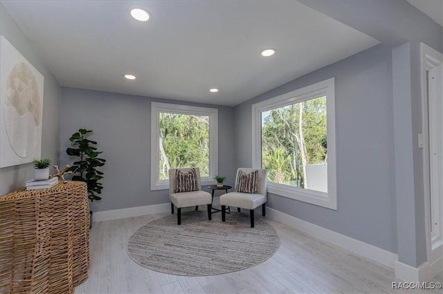 sitting room featuring light hardwood / wood-style floors