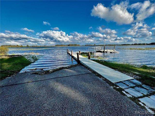 view of dock featuring a water view