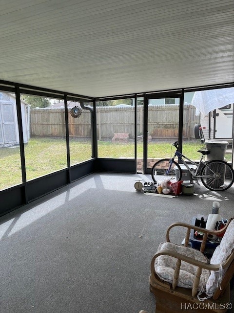 view of unfurnished sunroom