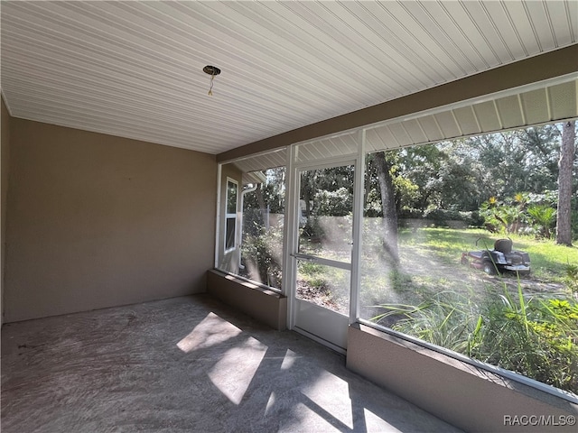 view of unfurnished sunroom