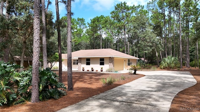 view of single story home