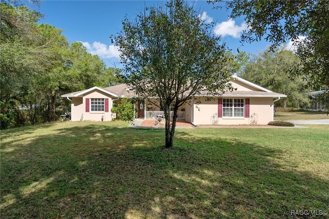 ranch-style house featuring a front yard