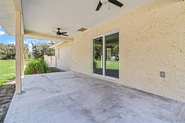 view of patio / terrace with ceiling fan