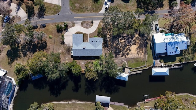 bird's eye view featuring a water view