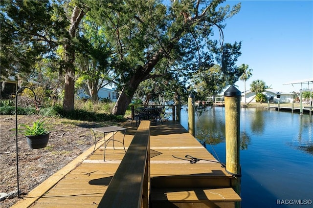 view of dock featuring a water view