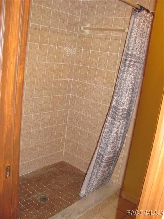 5198 N Sierra Vista Dr, Crystal River, FL 34428 - bathroom with a shower stall and tile patterned floors