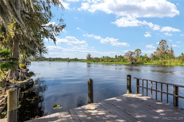 view of dock featuring a water view