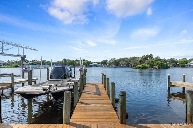 view of dock featuring a water view