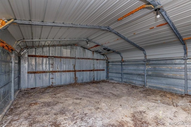 garage with metal wall