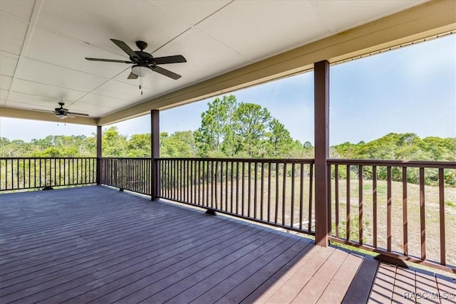 deck with a ceiling fan