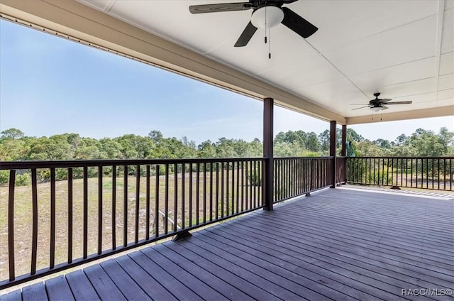 deck with a ceiling fan