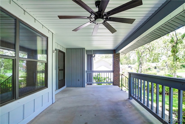 view of patio / terrace featuring a porch and ceiling fan