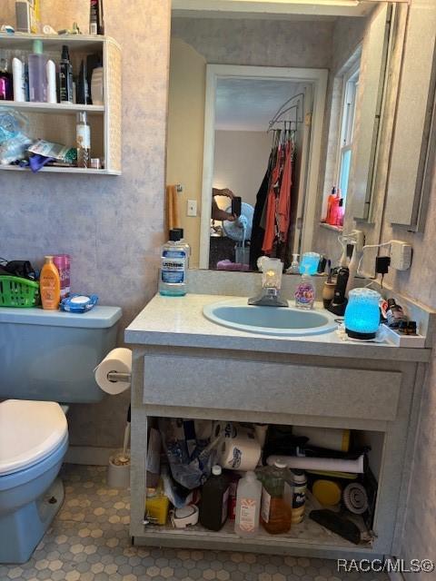 bathroom with vanity and toilet