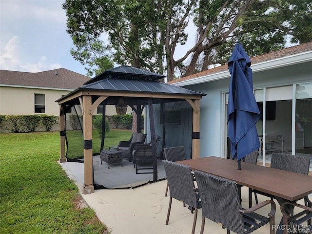 view of patio / terrace with a gazebo and an outdoor hangout area