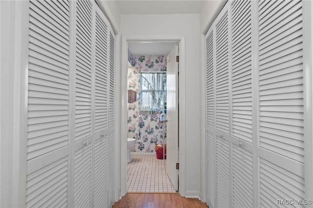 hall featuring light wood-type flooring