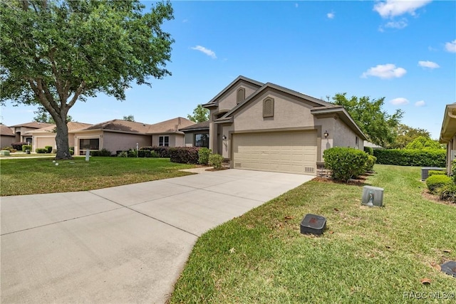 1825 W Caroline Path, Lecanto, FL 34461 - ranch-style house with a garage, stucco siding, concrete driveway, and a front lawn