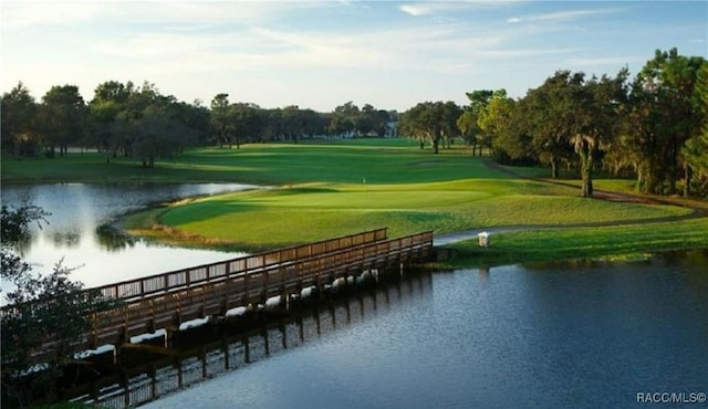 1825 W Caroline Path, Lecanto, FL 34461 - surrounding community with a water view, a lawn, view of wooded area, and golf course view