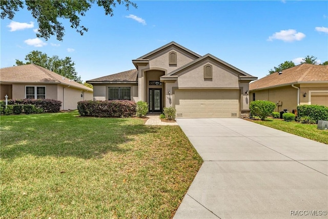 1825 W Caroline Path, Lecanto, FL 34461 - ranch-style home featuring a garage, stucco siding, concrete driveway, and a front lawn