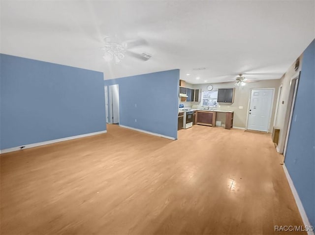 unfurnished living room with light hardwood / wood-style floors