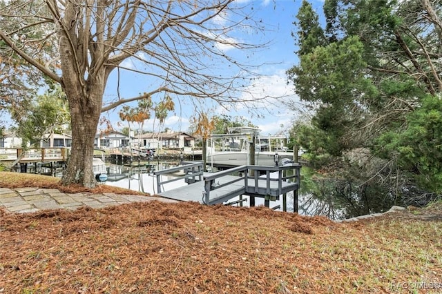 view of dock featuring a water view