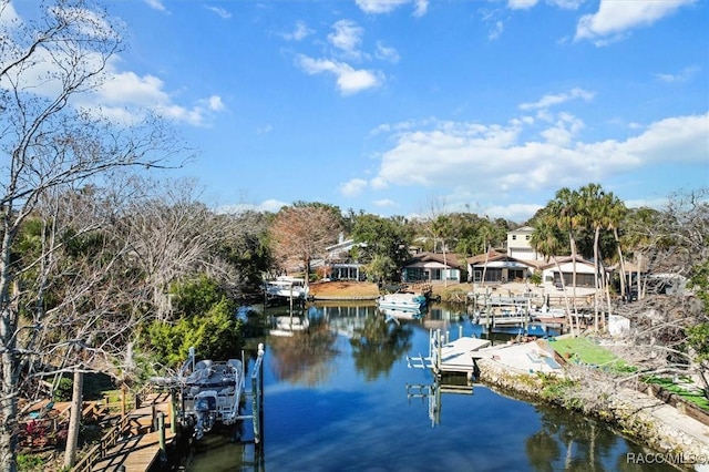 dock area featuring a water view