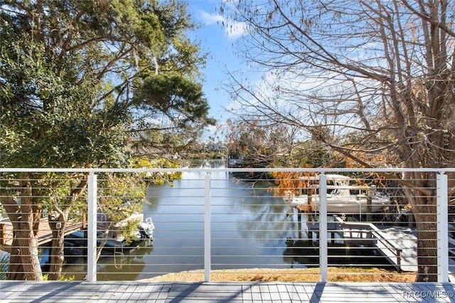 dock area featuring a water view