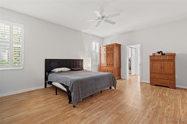 3563 W Blossom Dr, Beverly Hills, FL 34465 - bedroom with light wood-style flooring, baseboards, and a ceiling fan
