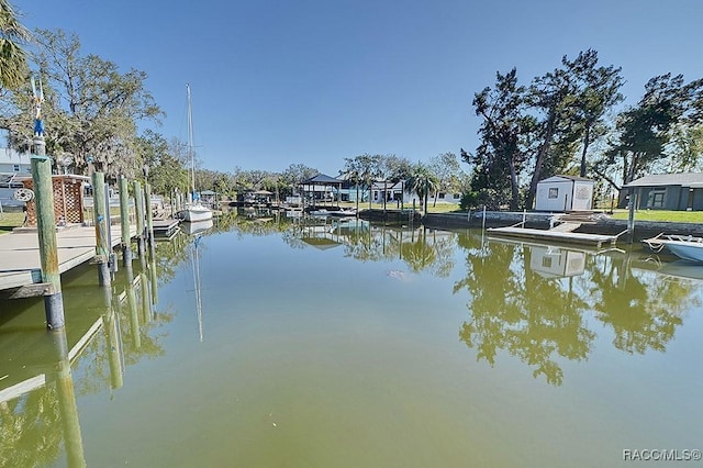 water view featuring a boat dock