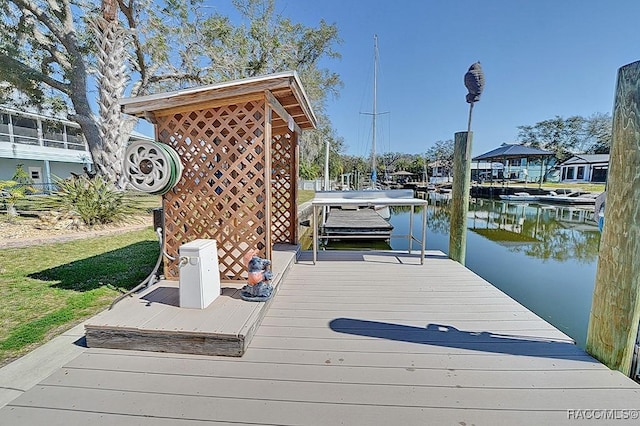 dock area featuring a water view