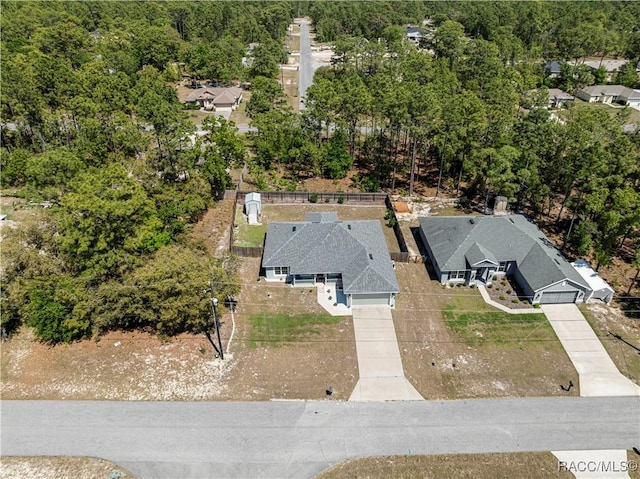 aerial view with a residential view