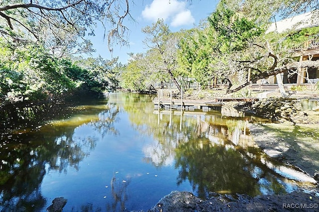 view of water feature featuring a dock