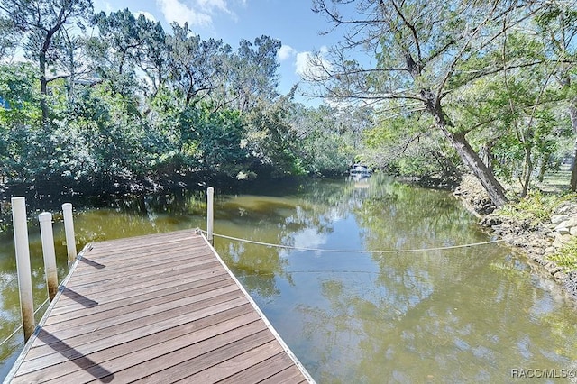 view of dock featuring a water view