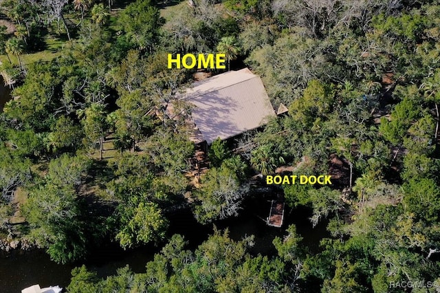 aerial view with a wooded view