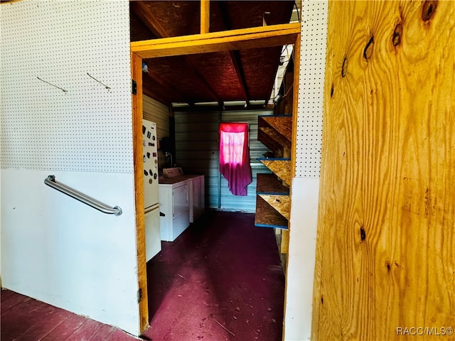 interior space with washing machine and dryer