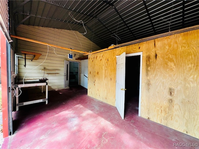 interior space with wood walls