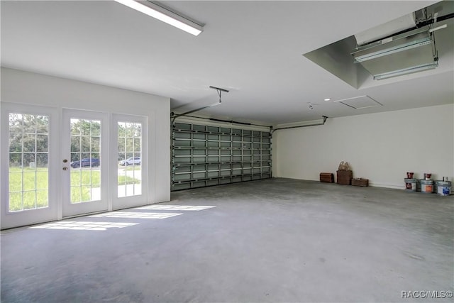 garage with french doors