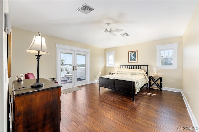14211 W Saint Martins Rd, Crystal River, FL 34429 - bedroom with baseboards, visible vents, access to outside, and french doors