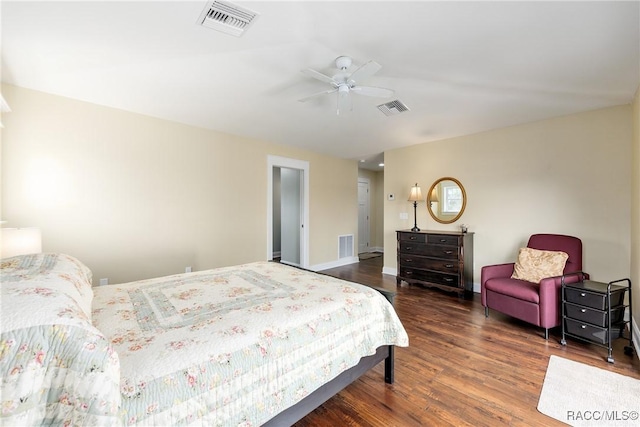 14211 W Saint Martins Rd, Crystal River, FL 34429 - bedroom with wood finished floors, ceiling fan, and visible vents