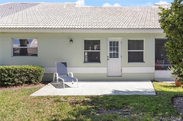 back of house featuring a yard and a patio area